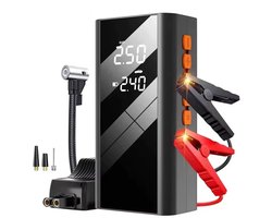 EAFC 12V Jumpstarter voor Auto met Compressor - 1500A - 3-in-1 Starthulp met Powerbank, LED Zaklamp en SOS Noodlicht - Startkabels met Accu - Startbooster