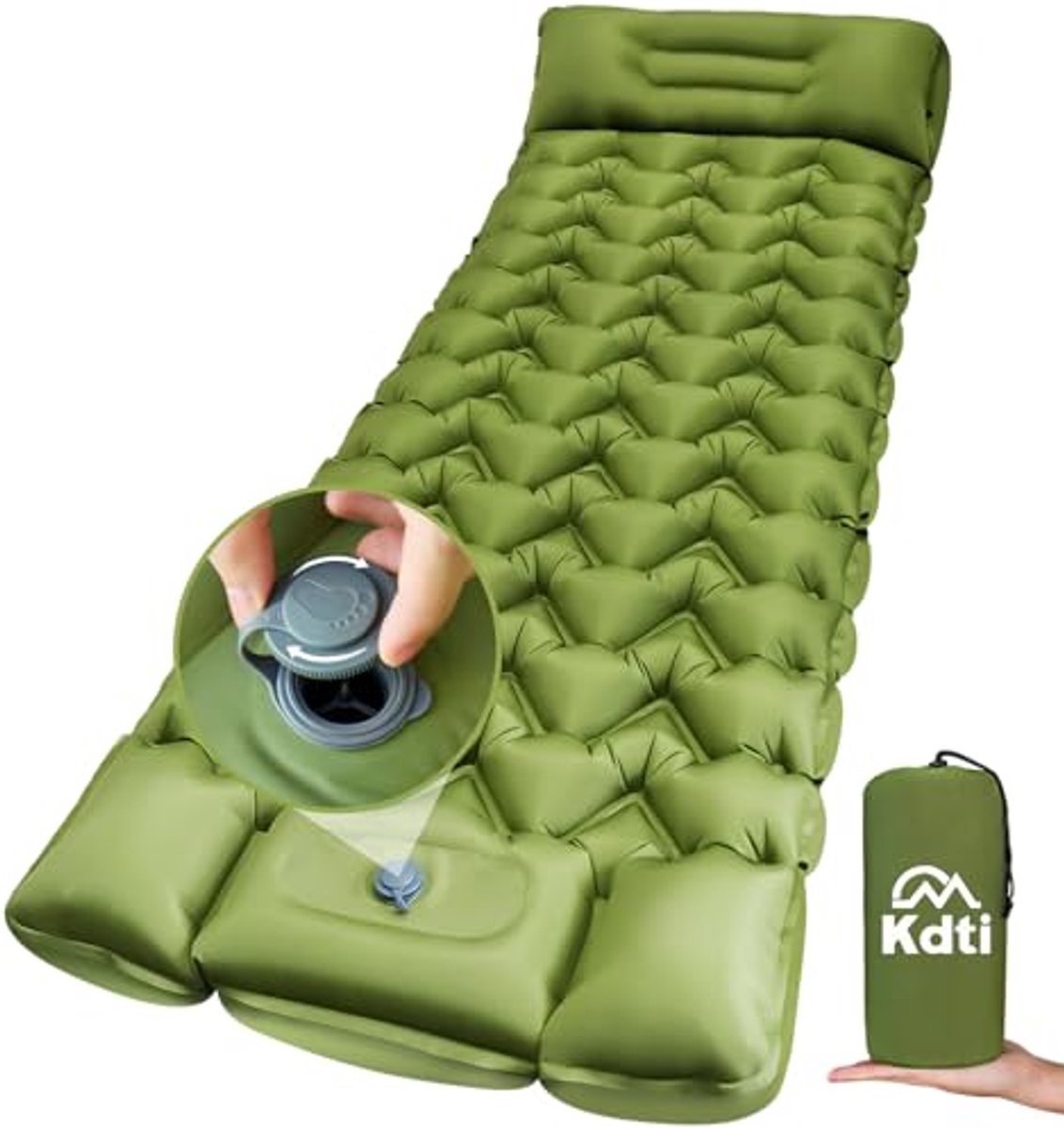 Camping Slaapmat met Kussen en Ingebouwde Voetpomp - Ultralicht en Waterdicht Luchtmatras voor Tent en Backpacking