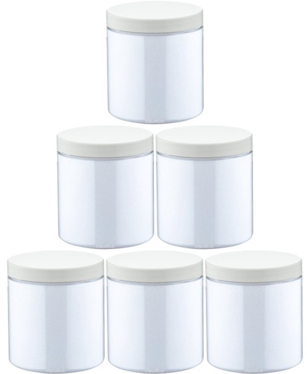 Scrubzout Kokos 300 gram - Pot met witte deksel - set van 6 stuks - Hydraterende Lichaamsscrub