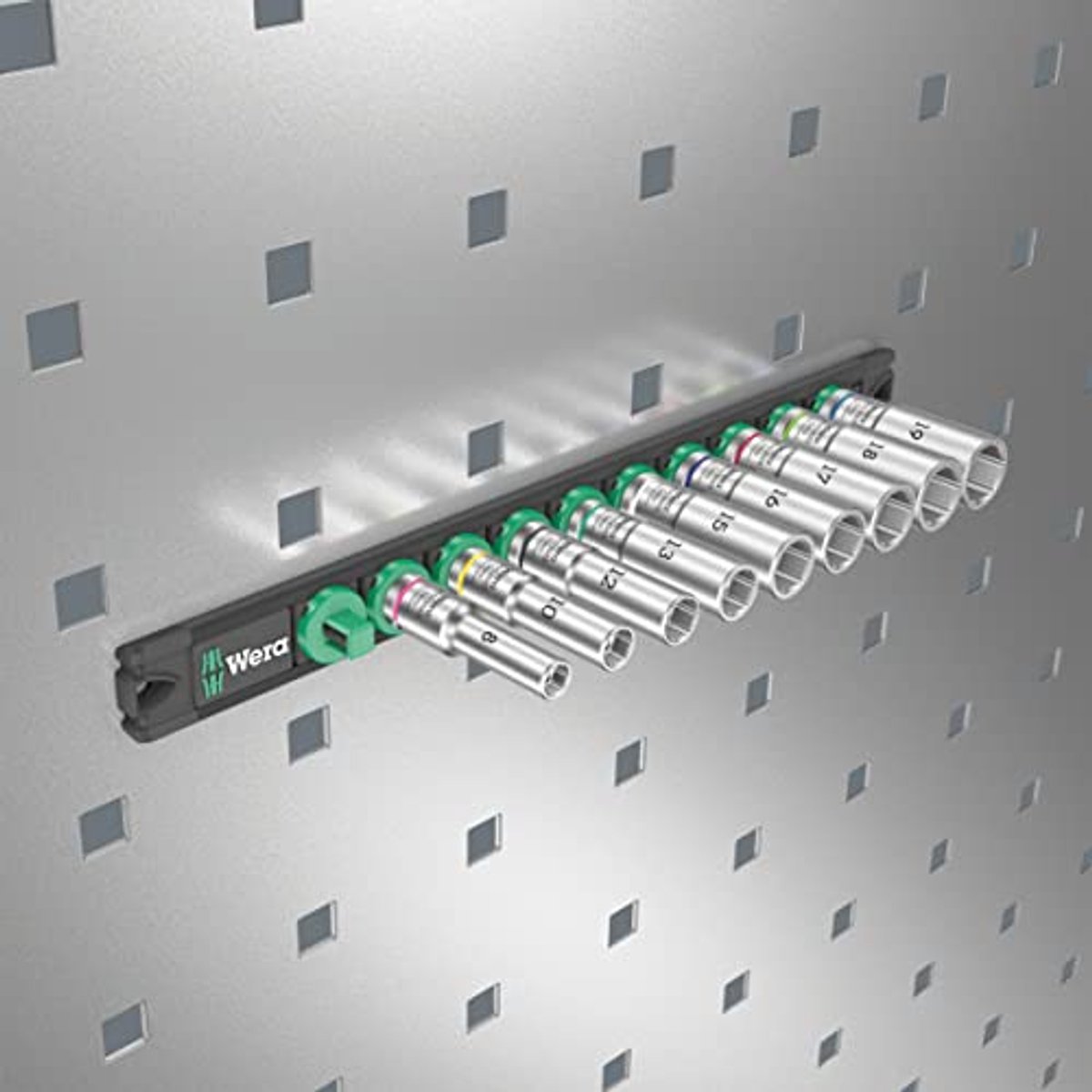 Dopsleutelset 3/8 inch - 9-delige notenmagneetstrip met hoge kwaliteit