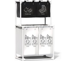 Wassorteerder 4 Vakken - Wasmand - 150L - Wit met Zwart