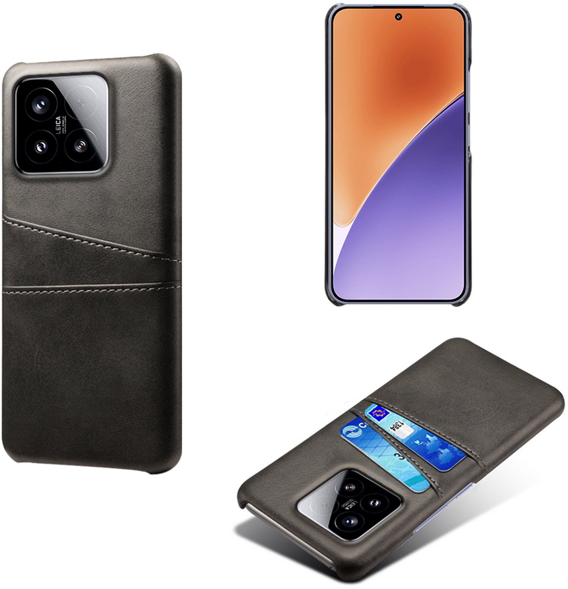 Backcover met Opbergvakjes + PMMA Screenprotector voor Xiaomi 15 _ Zwart