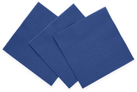 Serviettes en papier bleu foncé, pliées en quatre, 33 cm, 2 épaisseurs, paquet de 100.