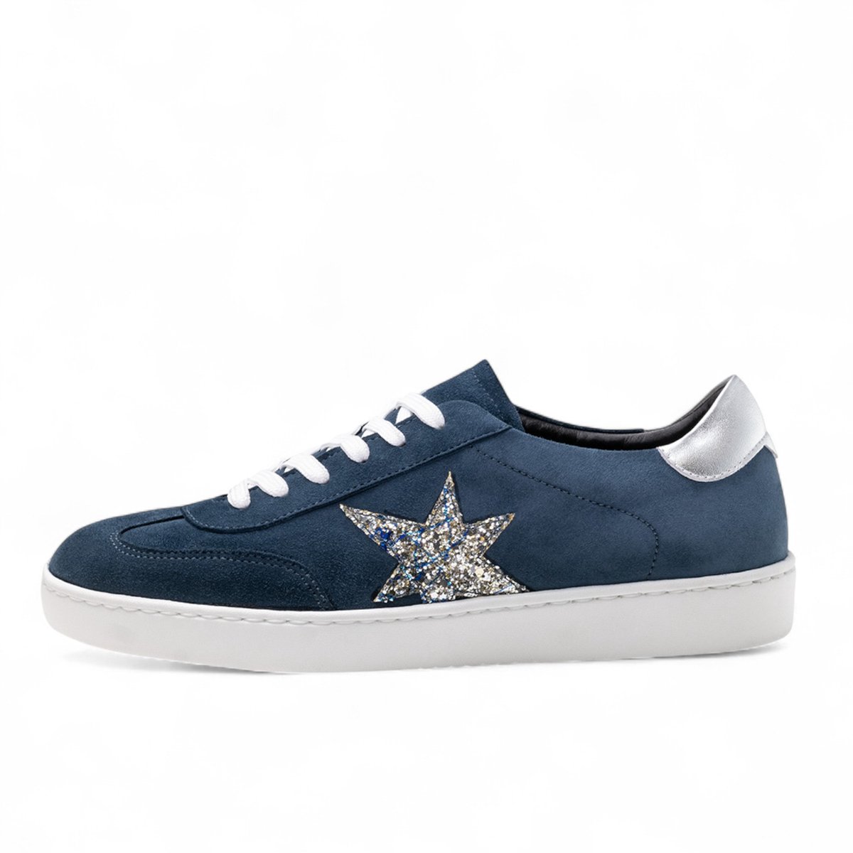 Werner Kern Zelda Danssneaker Dames - Blauw Suede & Zilver - Ultralicht - PU Buitenzool met Draaipunten (Indoor/Outdoor) - Uitneembare Zool - Handgemaakt Italië - Social Dancing, West Coast Swing, Training - Werner Kern - Blauw - 44