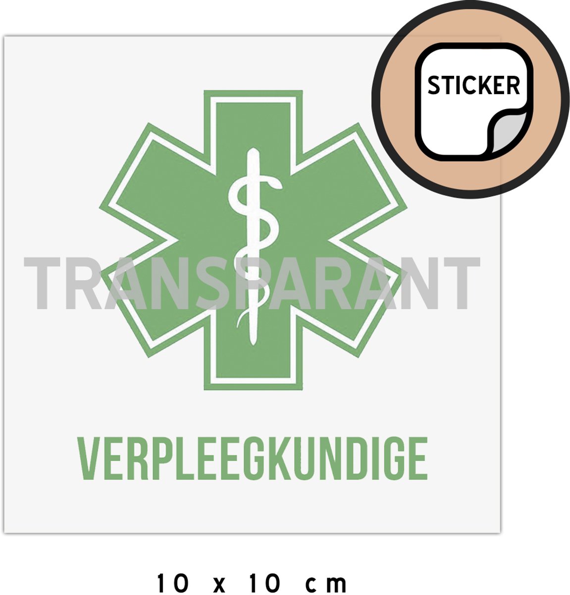 Pictogram/ autosticker (transparant) (2x) | "Verpleegkundige" | 10 x 10 cm | Verpleging | In dienst | Medische hulp | Doorzichtige sticker | Auto | Eerste hulp | 2 stuks