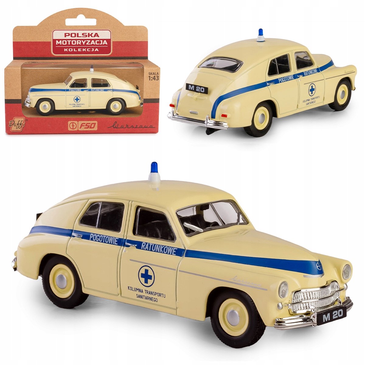 Merkloos Modelauto Warszawa M20 Ambulance PRL Schaal 1:43