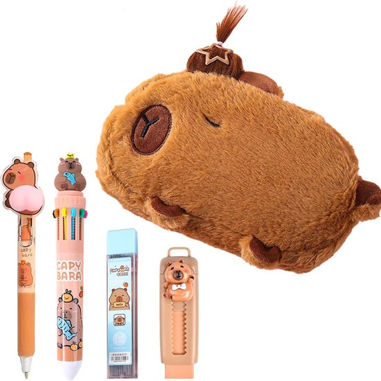 Leuke Capybara Etui Grote Capaciteit Potlood Tas Pouch Multi-pockets Pen Houder Briefpapier Opbergtas Schoolbenodigdheden
