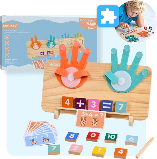 Mauzek® Dubbelzijdig Rekenbord - Montessori speelgoed - Rekenen - Houten Speelgoed - Schrijven - Getallen - Cijfers leren - Educatief speelgoed -Sensorisch speelgoed - Peuter speelgoed - Jongens - Meisjes - Kind - 3 jaar - 4 jaar - 5 jaar - 6 jaar