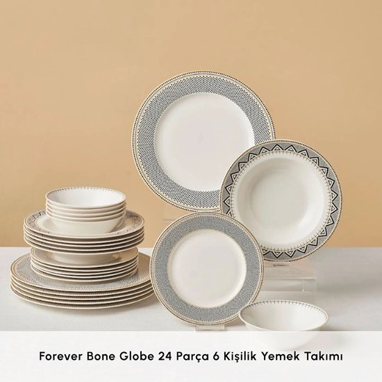 Karaca Globe 24-delig Servies - Porselein Serviesset voor 6 Personen - Compleet Tafelservies — afbeelding 5