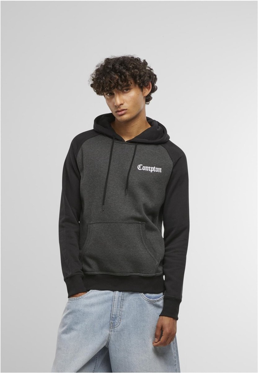 Mister Tee Compton Wording EMB Raglan Hoodie/trui M Grijs
