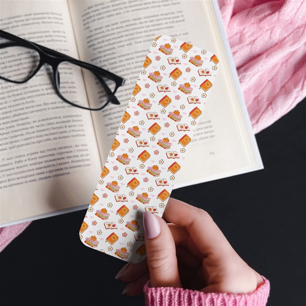 Nook and Note – Dubbelzijdige Herfst Boekenlegger – Handgemaakt