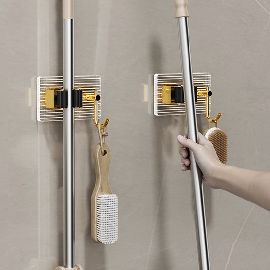 Luxe Wandhouder - Steelklem - Bezem Ophangsysteem - Vadrouille Mural Montage Clip Crochet, Toilet Balai, Porte-vadrouille, 1 Stuk van Luka Life — afbeelding 2