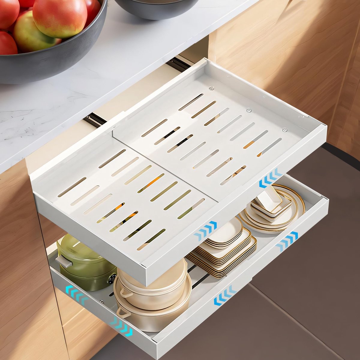 Ibenzoa® Uittrekbare telescopische keukenorganizer voor flexibele opslag zonder boren