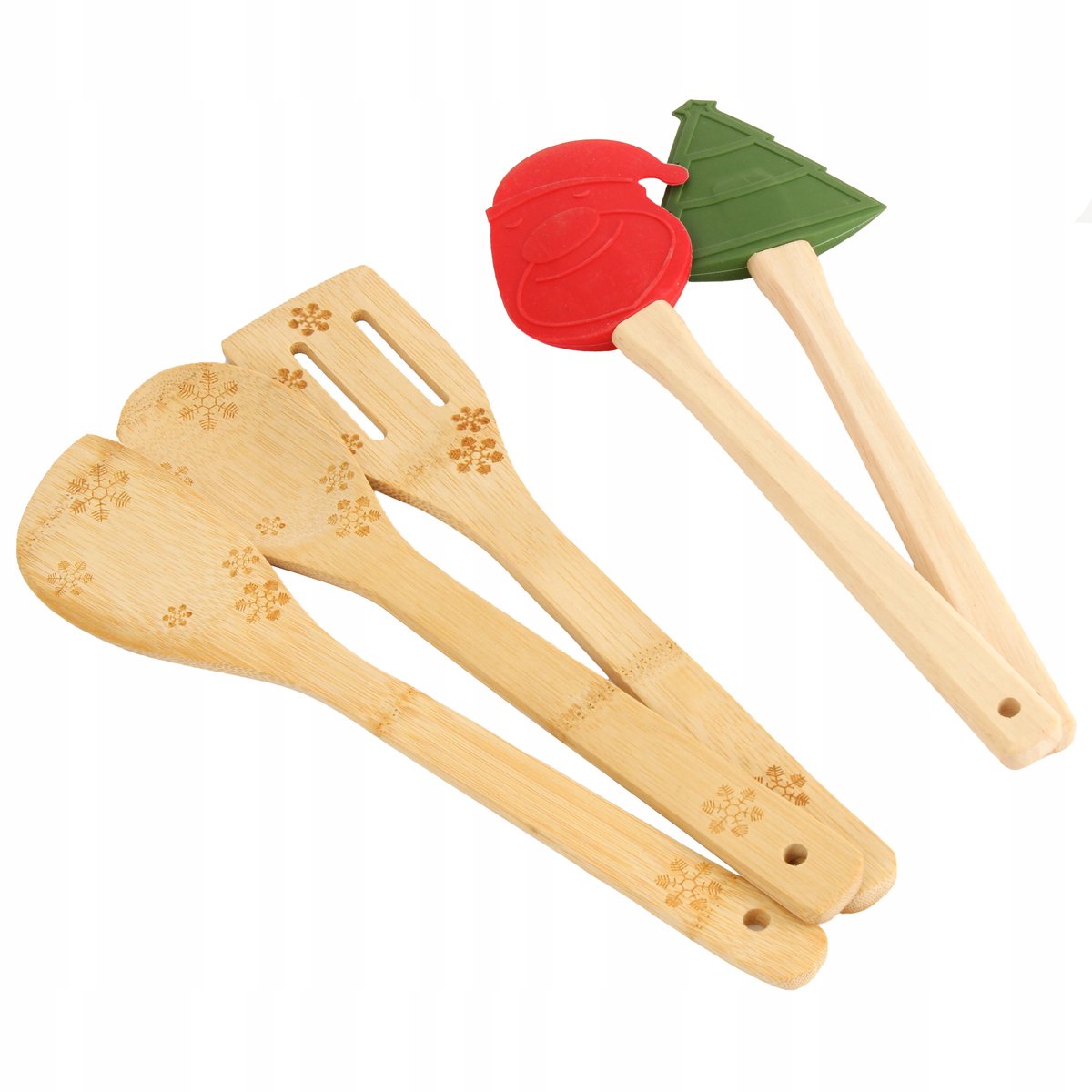 Kerst Houten & Siliconen Spatels Set - Bakken & Keuken