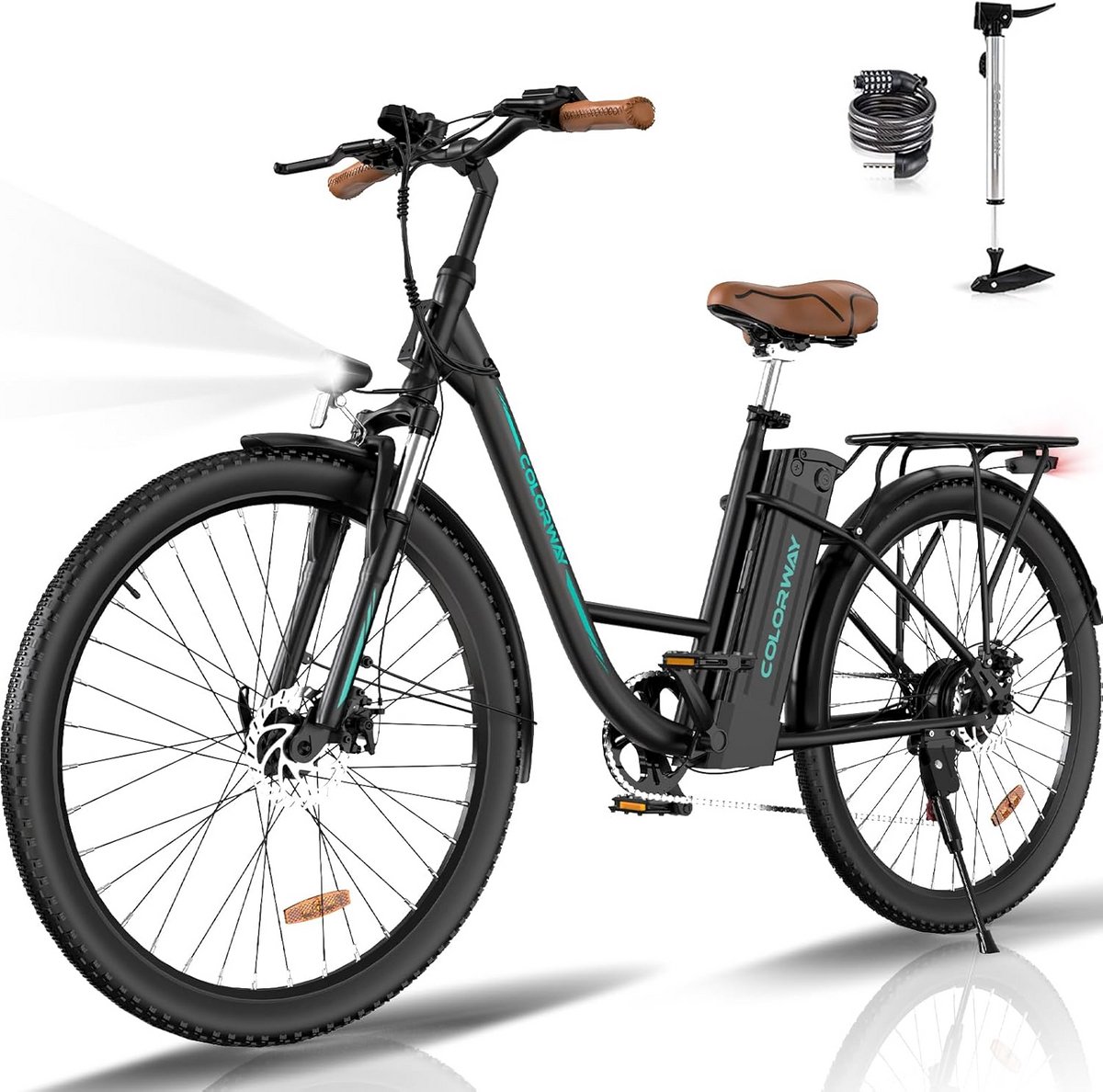 Colorway Elektrische Fiets BK31 - 28 Inch City Commuter EBike met Afneembare 36V 15Ah Lithium Batterij - Damesfiets - E-Bike met 250W Motor - 7 Versnellingen - IP54 Waterdicht - Colorway - €689,99
