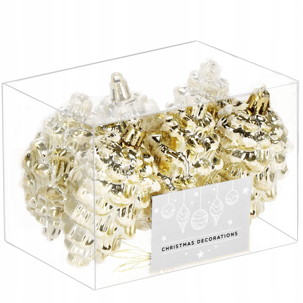Gouden Glitter Dennenhanger Kegels - Set van 6 - Onbreekbaar