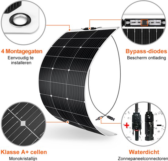 DOKIO 2*100W Flexibel Zonnepaneel 200W 12V Monokristallijne Zonnemodules ideaal voor camper, camping, tuinhuis — afbeelding 2