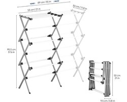 Droogmolen met Voet voor Camping & Thuis - Wasrek Staand - Droogrek Inklapbaar - Wit met Grijs