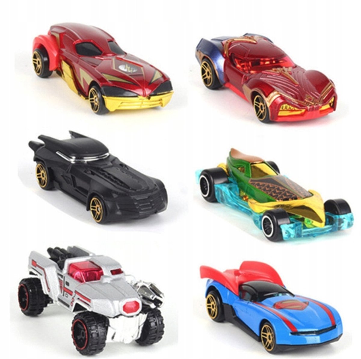 DC Comics Superhelden Auto Set - 6 Metalen Raceauto's