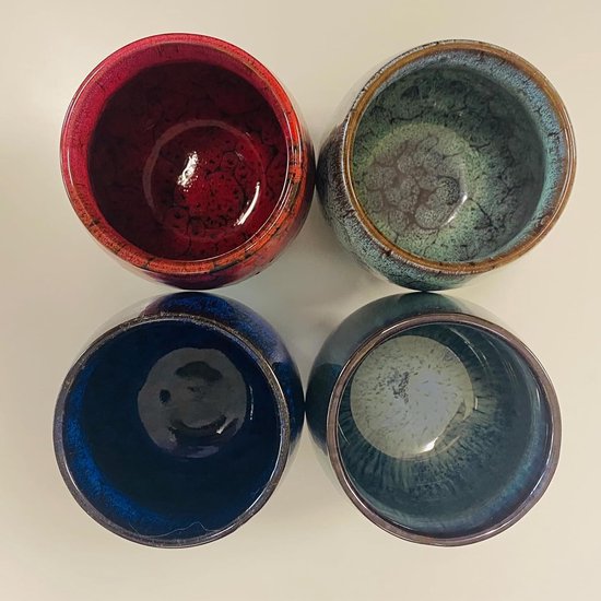 Anmula 470ml koffiekopjes set van 4, keramische reliëfkopjes set