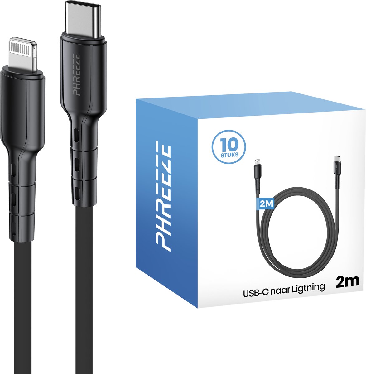 Grootverpakking geschikt voor iPhone kabels 2m Lightning USB C
