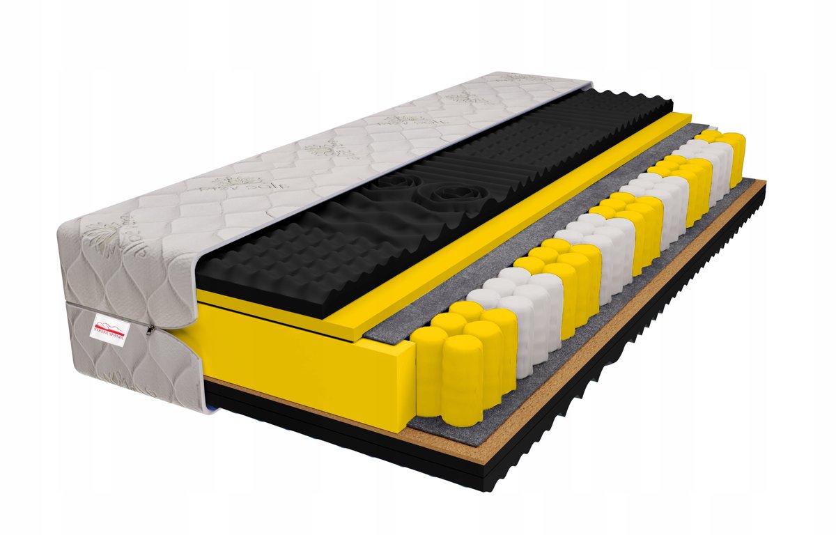 Matras Geel Nacht 120x200cm - Pocketvering, Kokos, H3/H4