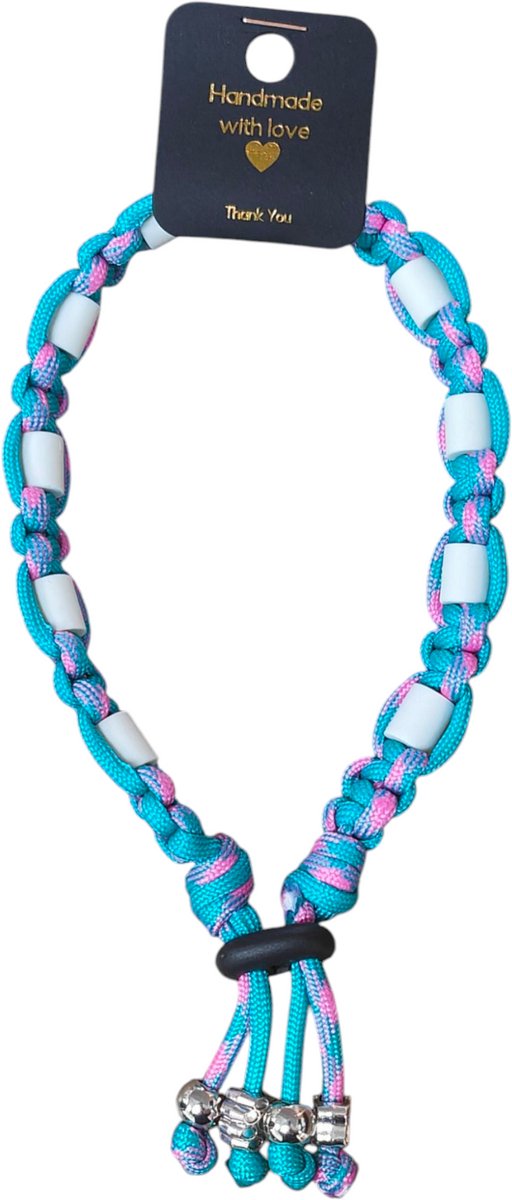 Anti-vlooien en tekenband lichtgroen/roze nekomtrek 30cm