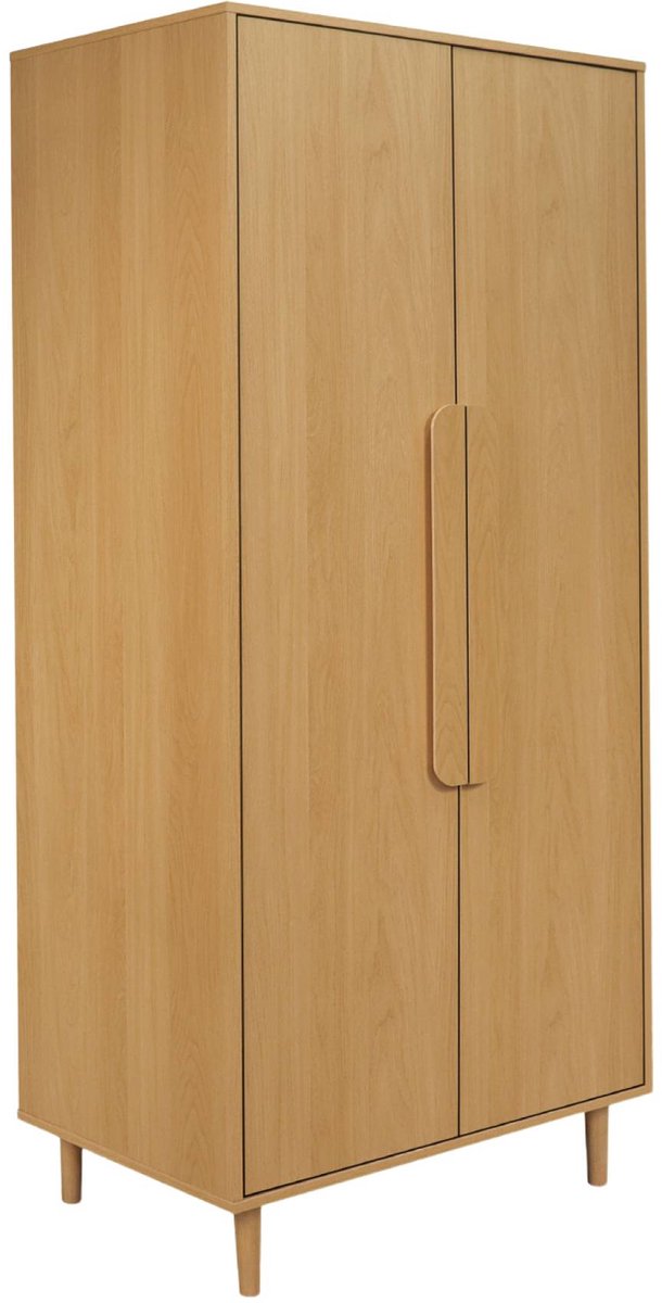 sweeek Kledingkast houtdecor 2 deuren, plank en hangruimte 80cm - juliana Eiken