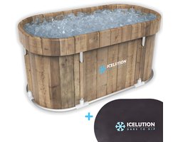 Icelution® IJsbad Ovaal XL - PREMIUM pakket - Ice bath - Ligbad - Unieke Hout look - Incl. E-BOOK