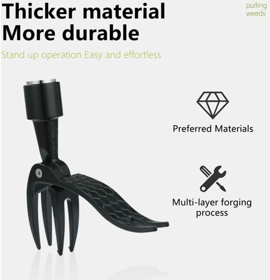 Stand Up Wieden Tool- Afneembare Handvat Onkruidverwijderaar Tool- Onkruidtrekker Tool Handleiding Onkruid Trekker Wortelverwijderaar Tool met 4 Klauwen voor Tuin (Onkruidtrekker) van Merkloos	 — afbeelding 3