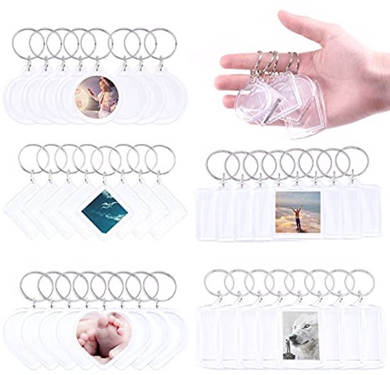 Maak je eigen sleutelhanger kit met 40 transparante fotolijsten voor kinderen