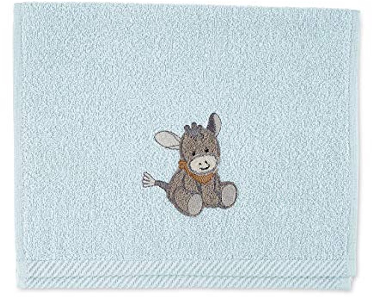 Zachte Kinderhanddoek Ezel Motief - 50 x 30 cm, Lichtblauw