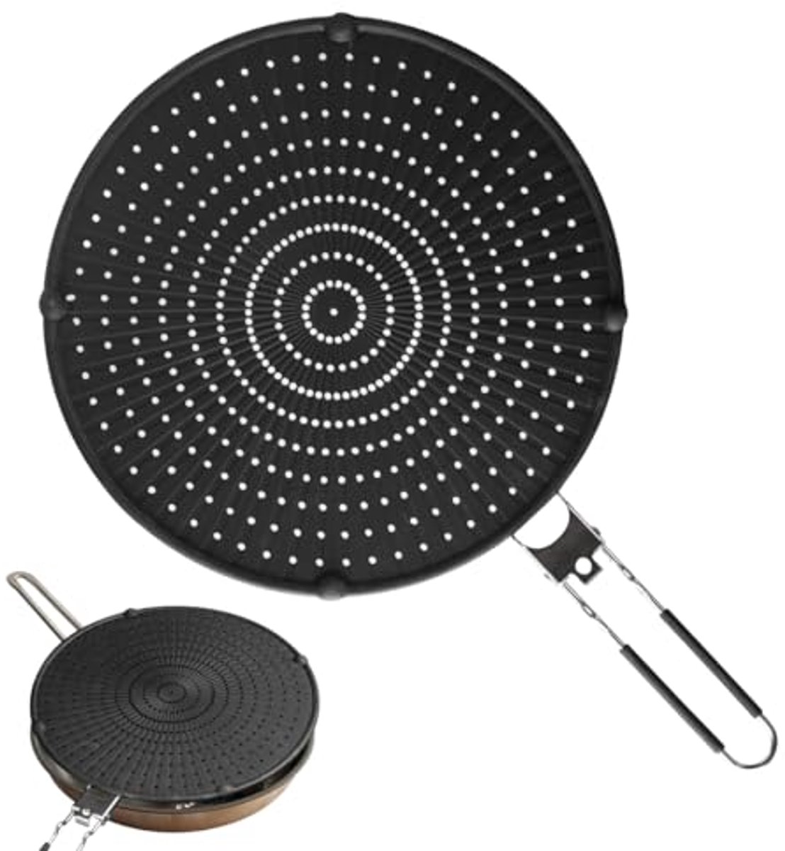 Spatbescherming voor Pannen 32 cm met Inklapbare Handgreep - Zwart