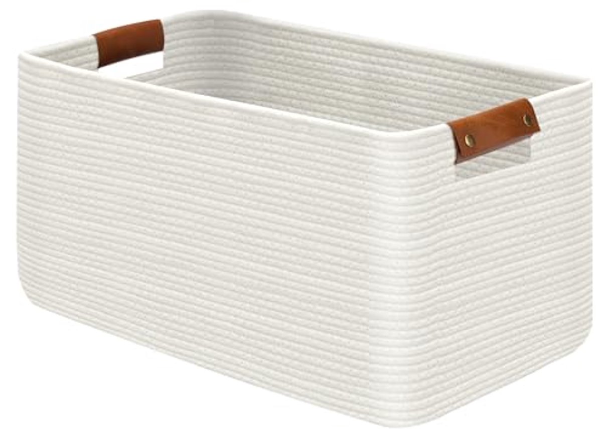 Opvouwbare wasmand voor dekens, speelgoed en handdoeken - 55 x 38 x 30 cm, wit