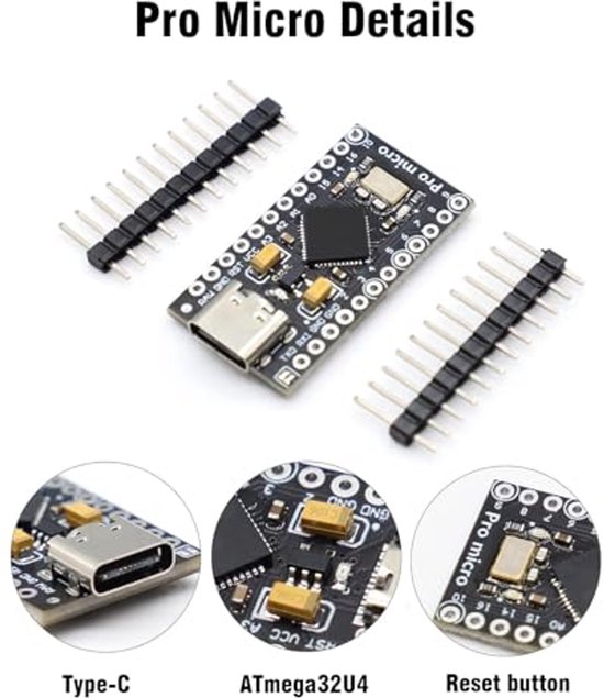 Ontwikkelbord met 32U4 Chip voor Arduino IDE – 5V/16MHz Pro Micro ...