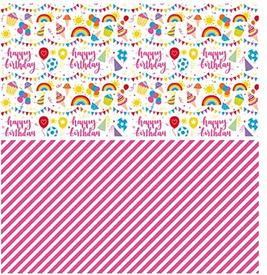 Papier Cadeau Anniversaire 50 Ans Double Face – Mini Rouleau Violet Pailleté 43,9 Cm × 10 M (Or Rose & Rayures)