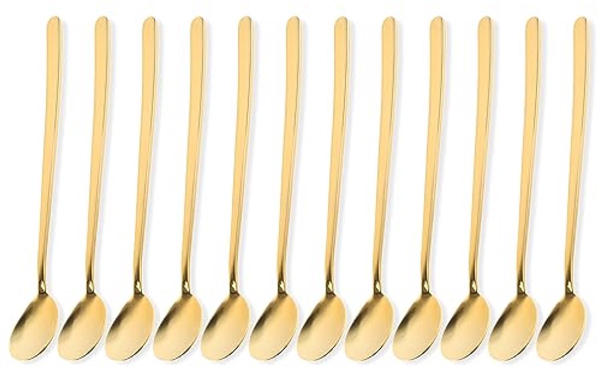 Latte Macchiato Lepels - 6 of 12 Stuks in Zwart, Zilver of Goud