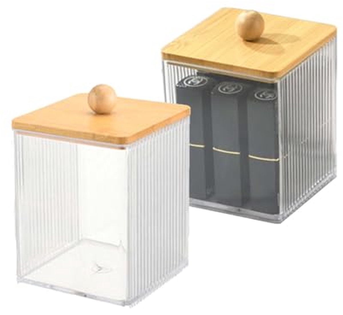 Transparante badkamerorganizers met deksel - Ruimtebesparende houder voor wattenstaafjes en make-up