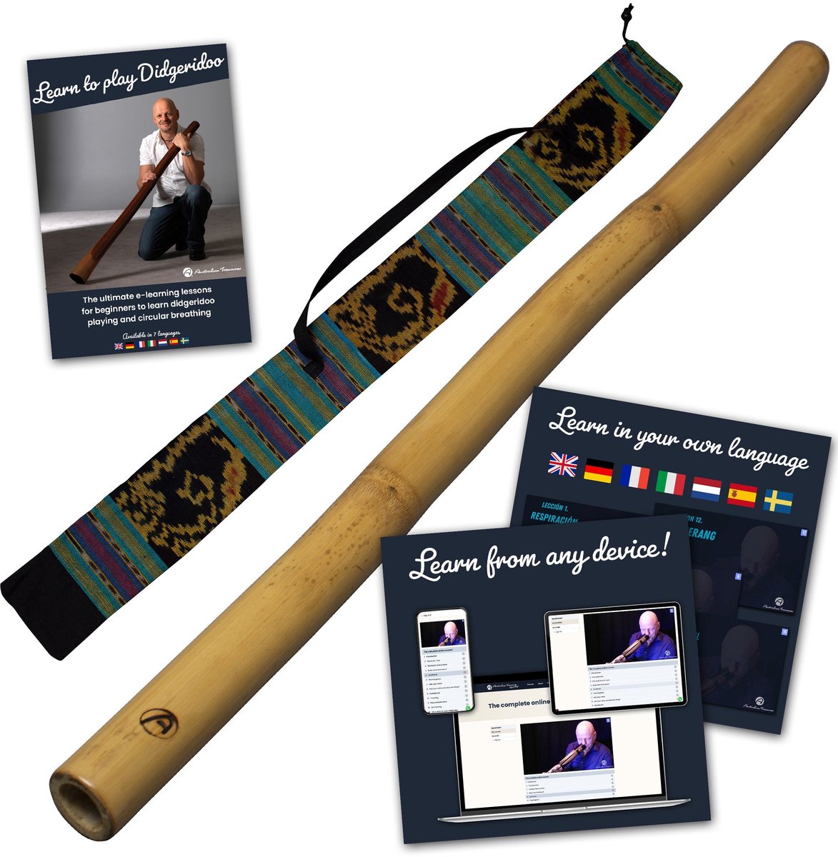 Bamboe Didgeridoo 120cm – Met Cursus Circular Breathing voor Beginners
