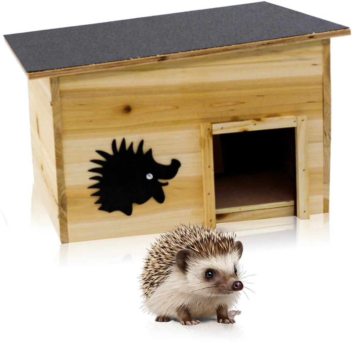 Muntel® Egelschuilhuis - Winterverblijf - Weerstbestendig - Hout - 40x32x24 cm
