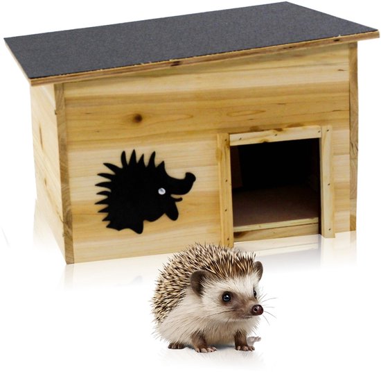 Abri pour hérisson Muntel® - Abri d'hiver - Résistant aux intempéries - Bois - 40x32x24 cm