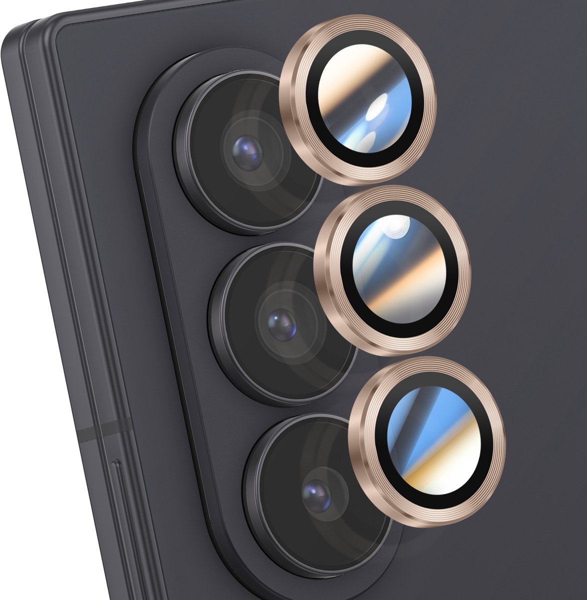 ENKAY, Camerabescherming Geschikt voor Samsung Galaxy Z Fold 7 Drievoudige lens, Goud