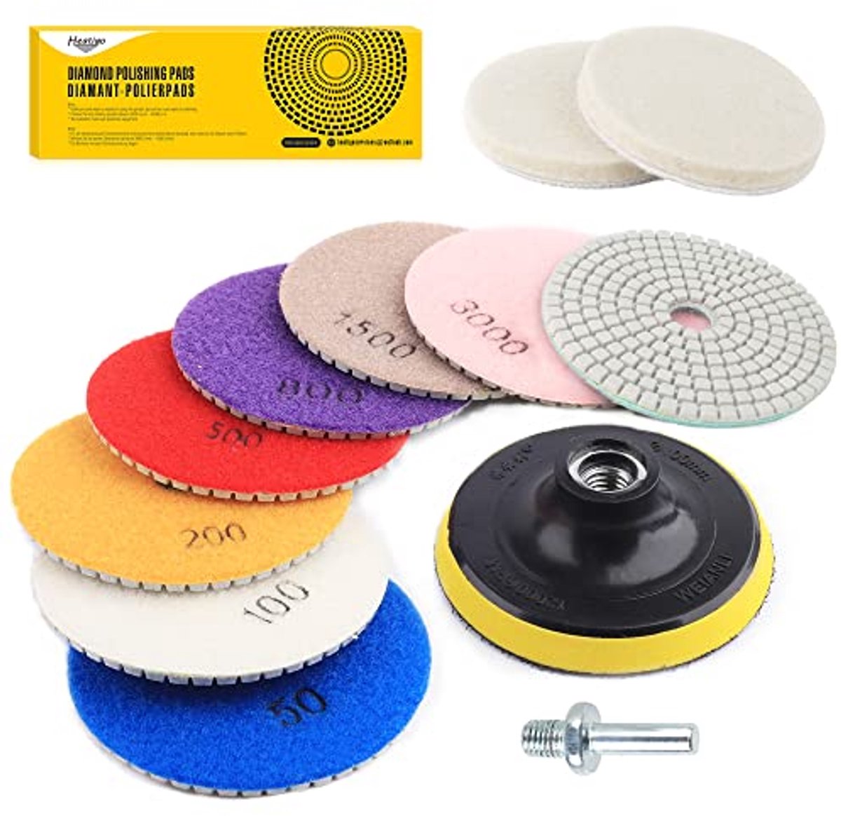 11 Stuks Diamant Polijstpads Set voor Granieten, Marmeren en Betonnen Vloeren 4 Inch