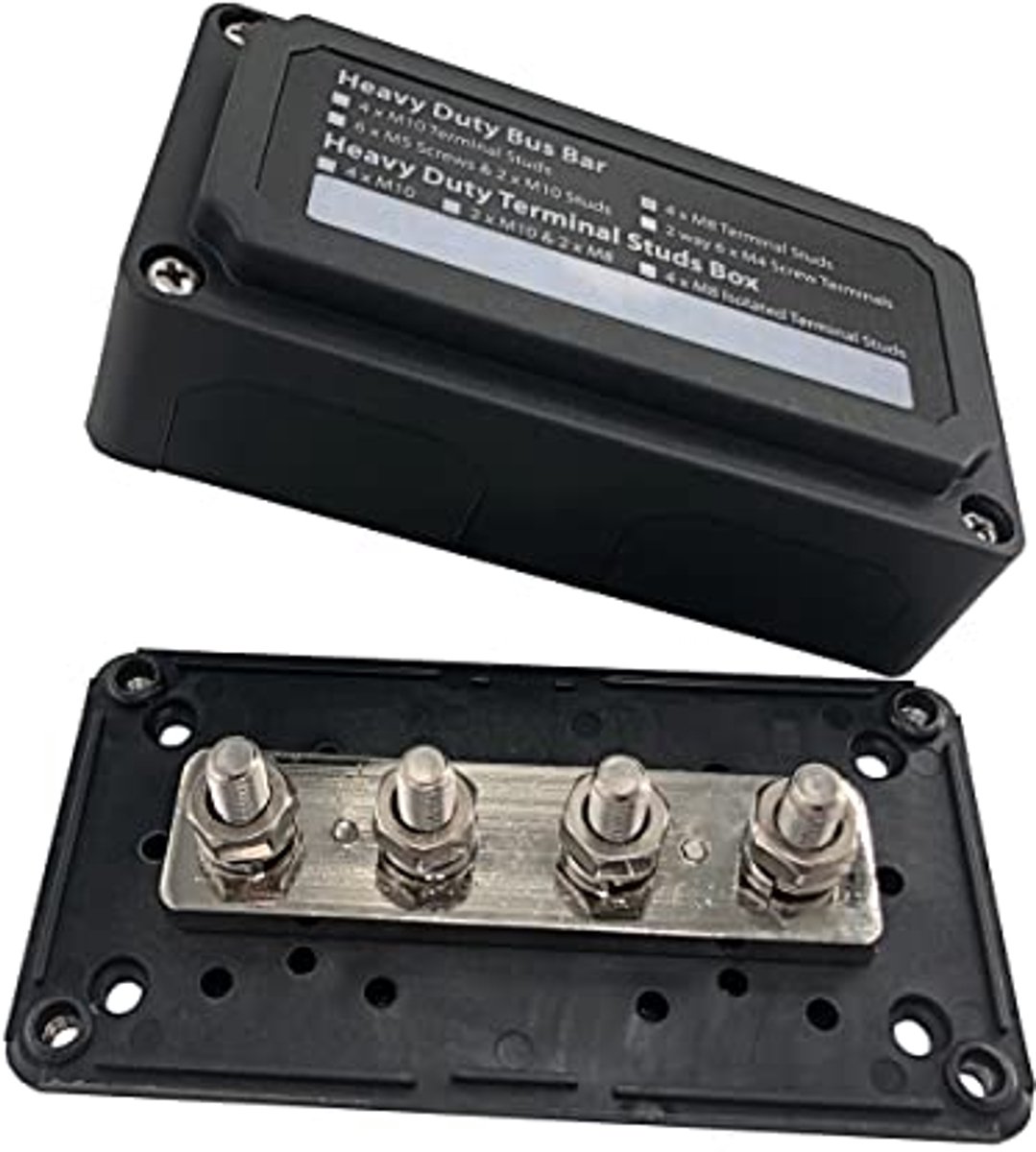 Verzamelrailkast 300A voor 12V - 48V DC, Heavy Duty, 4 x M8