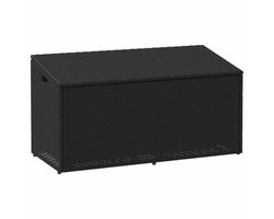 Houten Tuinbox 110x50x58cm - Poly Rattan Zwart - Opslag voor Kussens en Tuinaccessoires