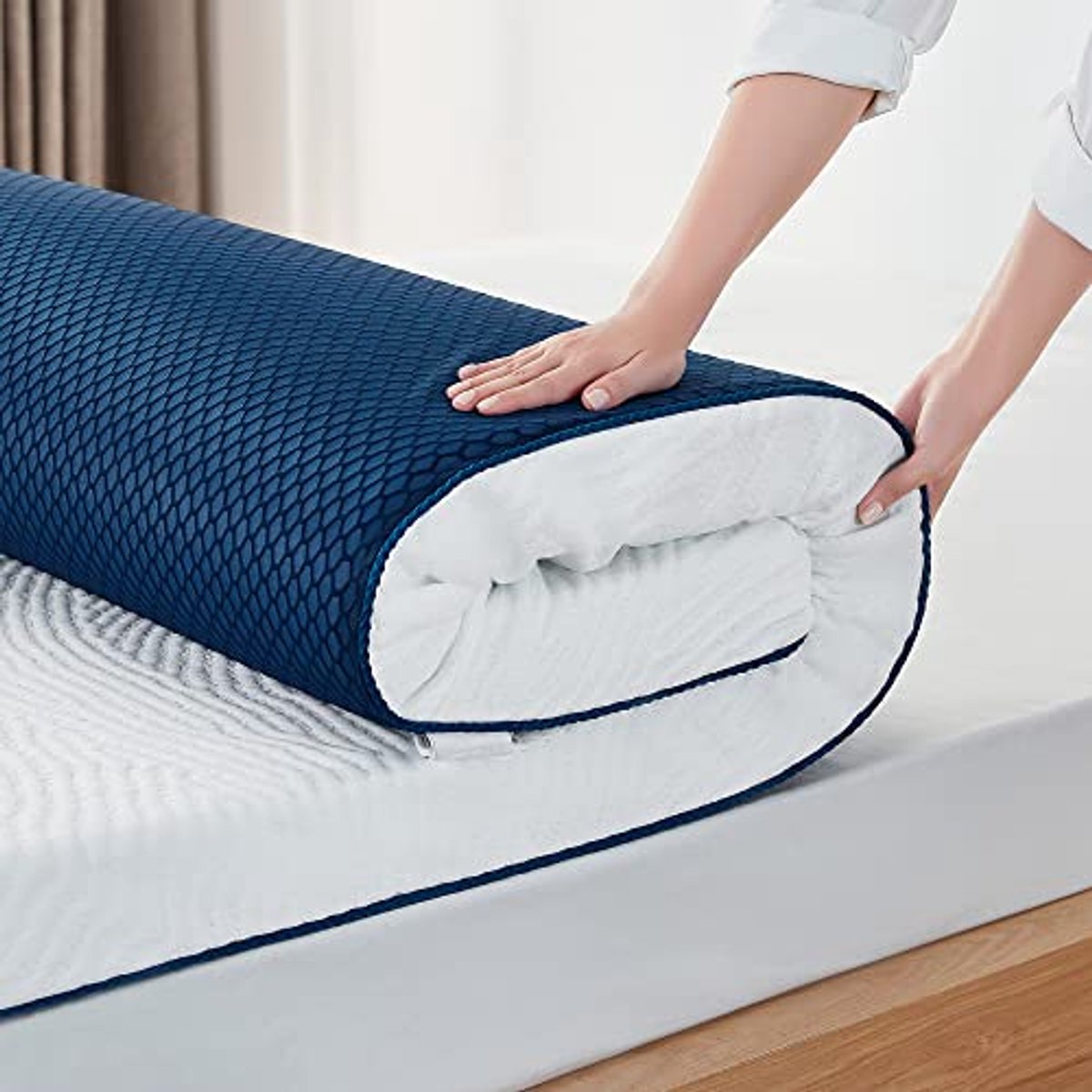 Matrastopper gel 140x200cm - 7,5cm hoogte - H2/H3 hardheid - wasbare Tencel™-overtrek