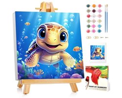 Schilderen op Nummer voor Kinderen - Zeeschildpad, Creatieve Activiteit voor Jongens en Meisjes van 5 tot 10 Jaar