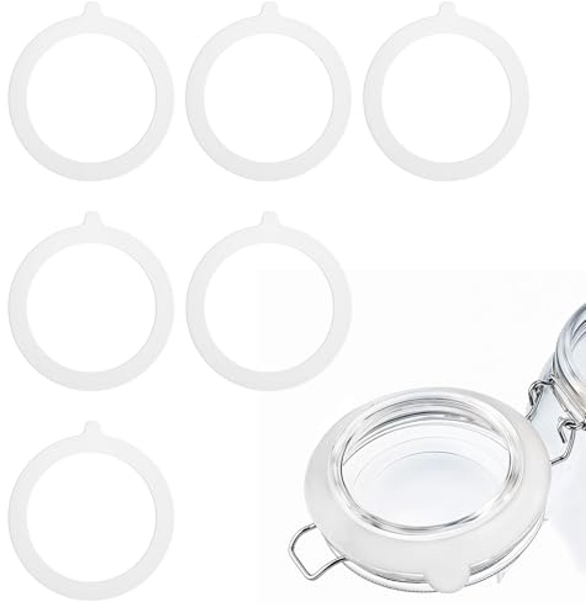Set van 6 Siliconen Weckrubberringen - 114 x 85 mm - Lekvrij voor Inmaakpotten