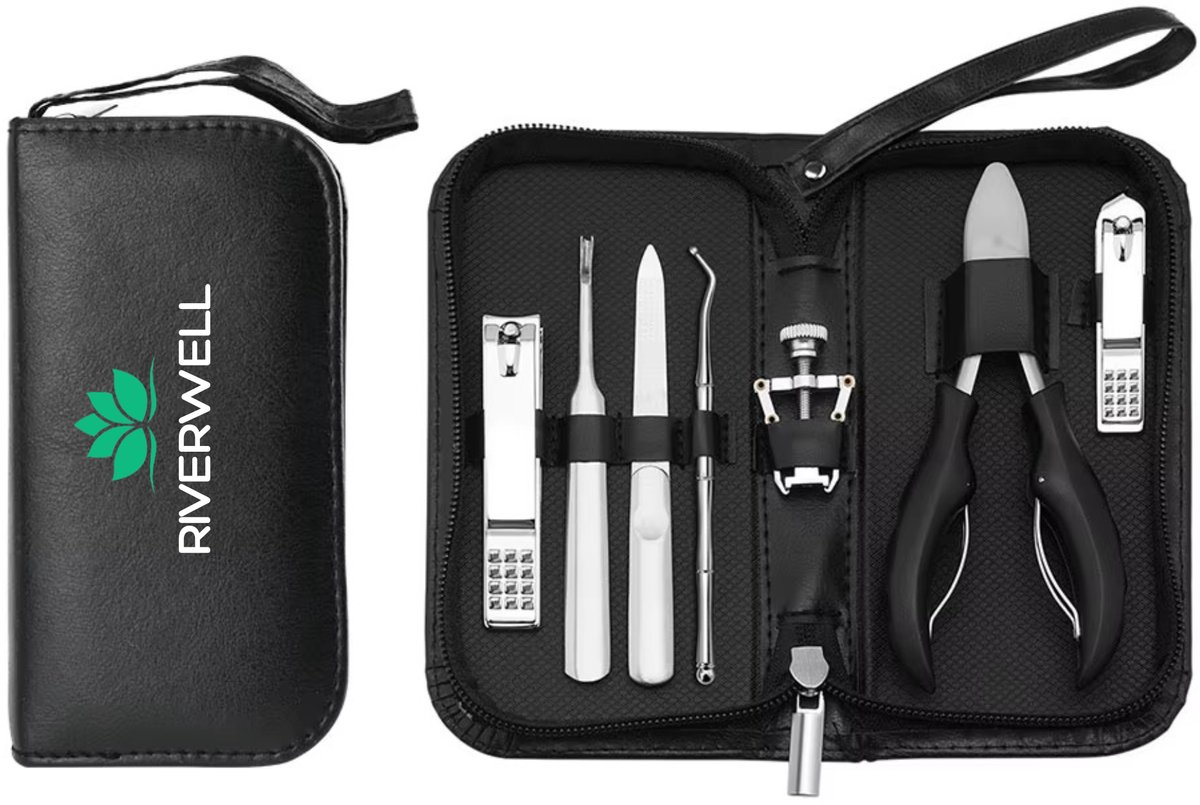 Riverwell 7-delige manicure set - Nagelknipper - Nagelschaar - Nagelset - Kalknagel - Vijl - Nageltang - met opberg etui