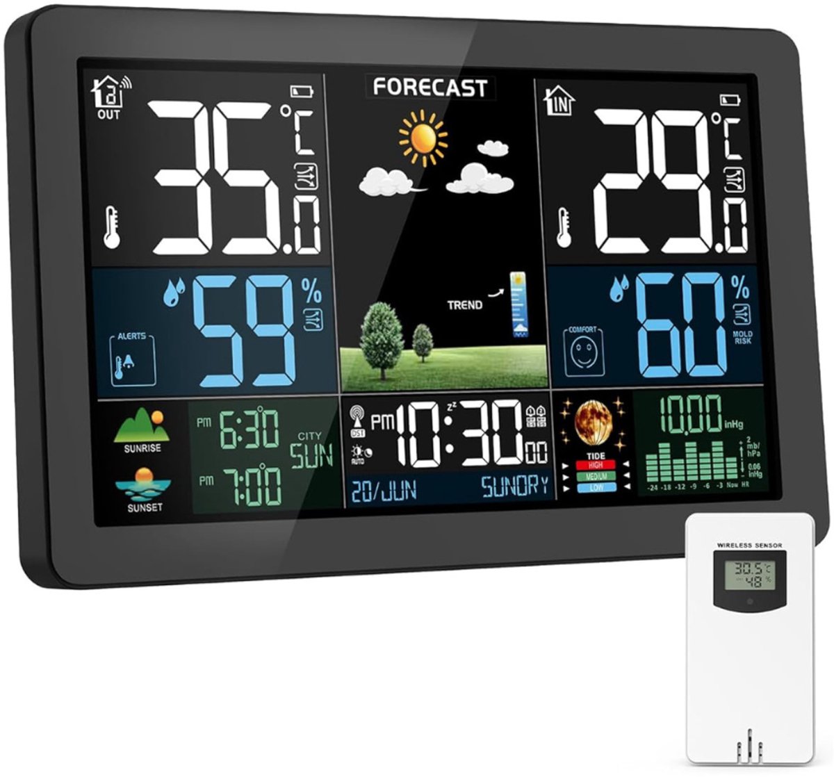 Weerstation Binnen en Buiten - Hygrometer Draadloos - Luchtvochtigheidsmeter